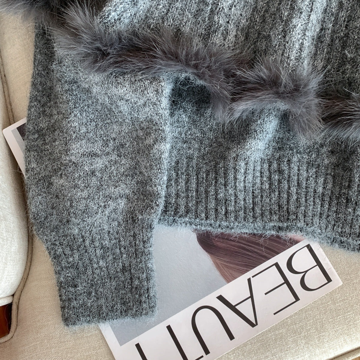Alina Fur Sweater With Cape