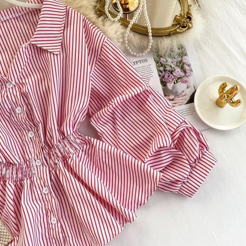 Donna Striped Blouse In Black