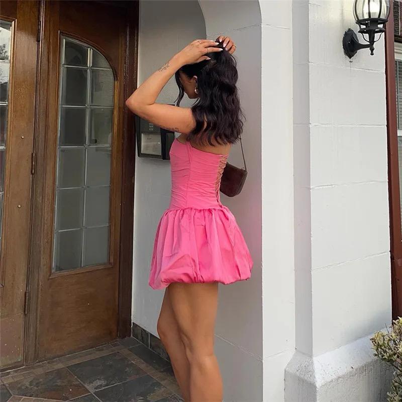 Samantha Halterneck Balloon Dress In Pink