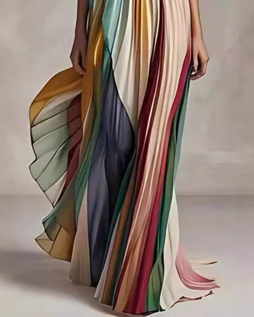 Mulberry Offshoulder Pleated Maxi Dress In Multicolor