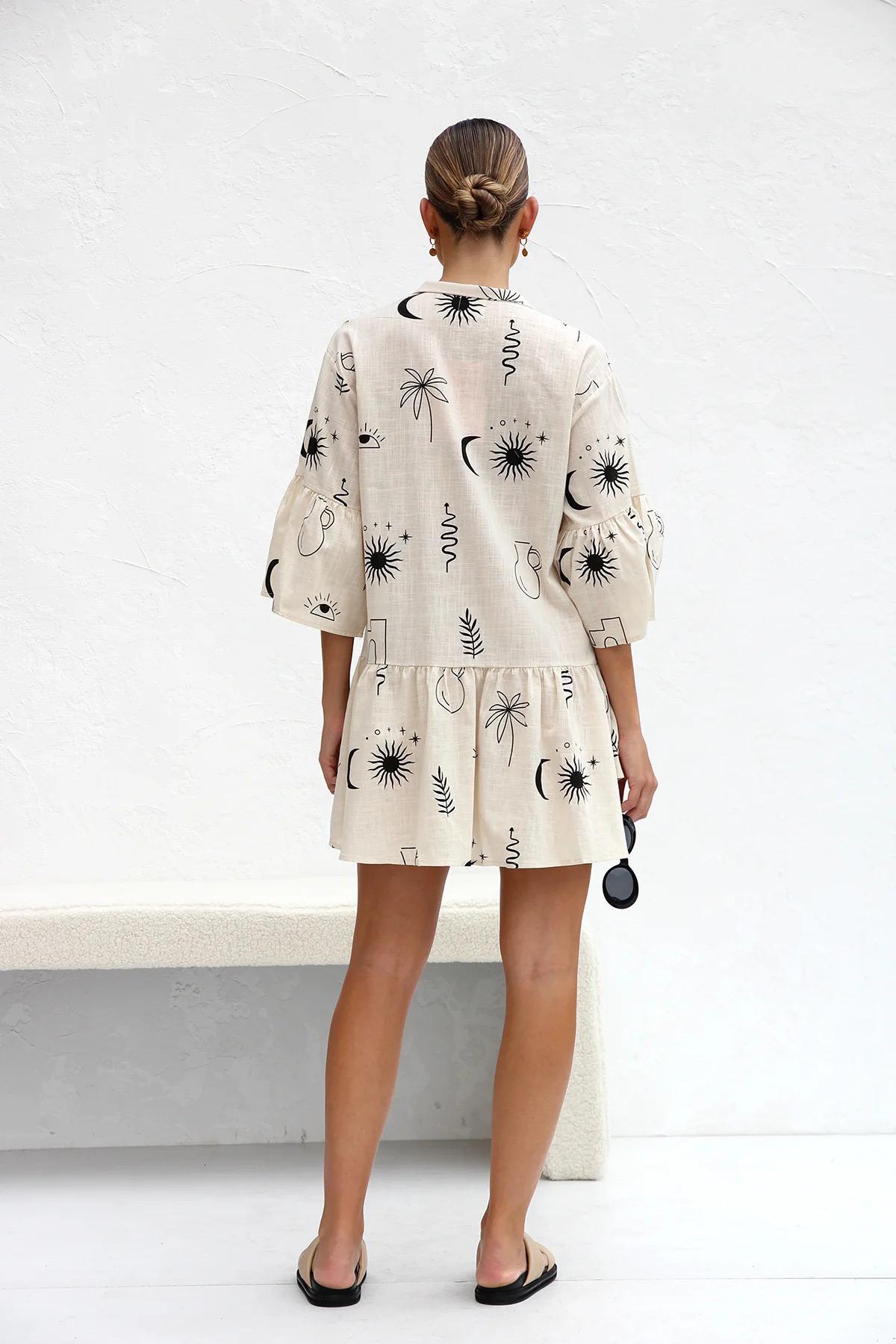 Rubeya Breezy Summer Dress In Off White
