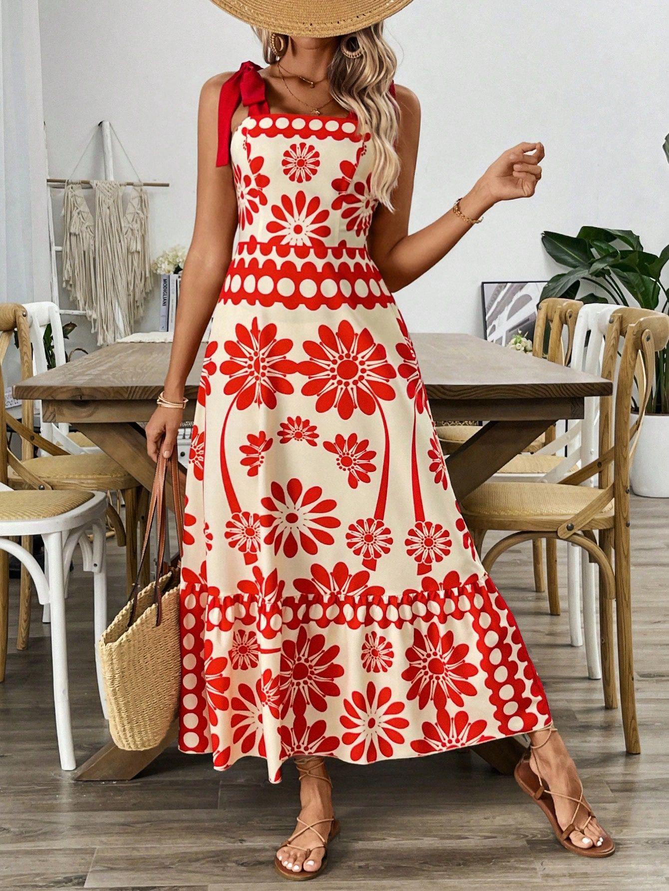 Catherine Floral Holiday Dress In Orange