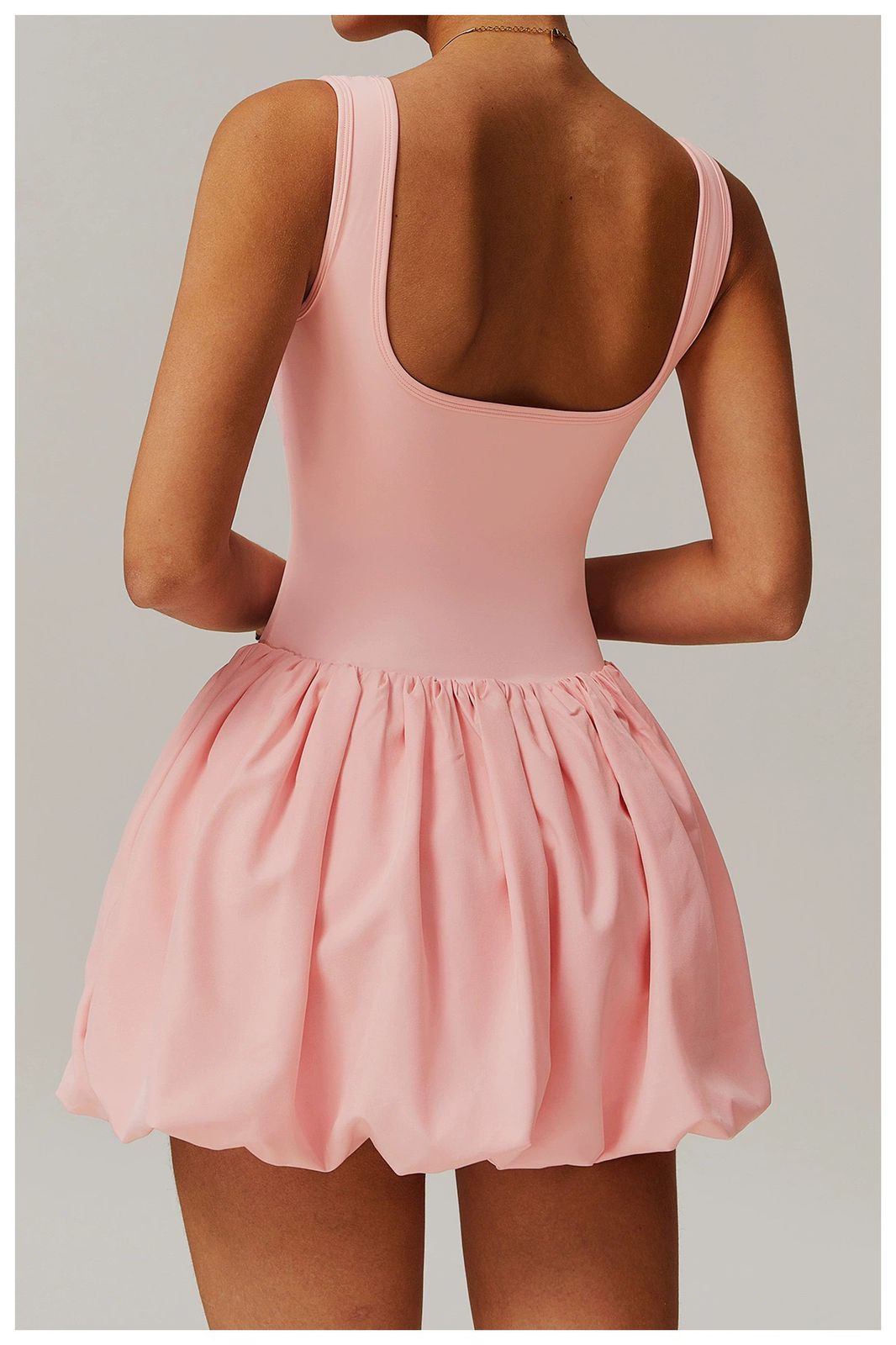 Venessa Statement Balloon Dress With Attached Short In Pink