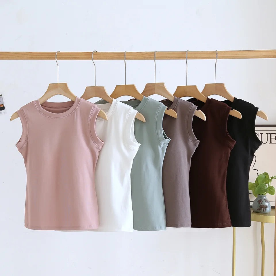 Joyce Tank Tops with Inbuilt Bra In Mint Green