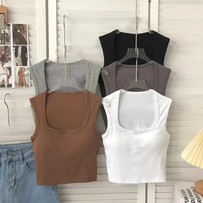 Kelly Tank Tops with Inbuilt Bra In Grey