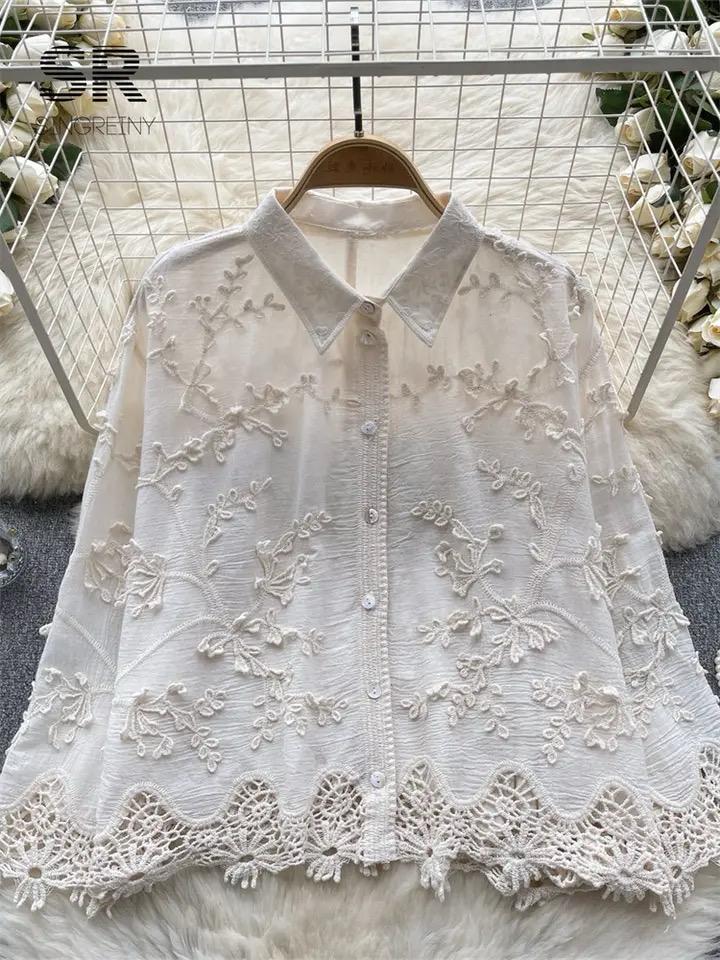 Cia Embroidered Cotton Shirt In White