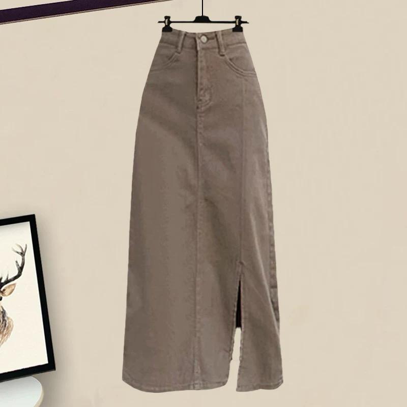 Ritsy Summer Coord Set of Top and Skirt In Brown