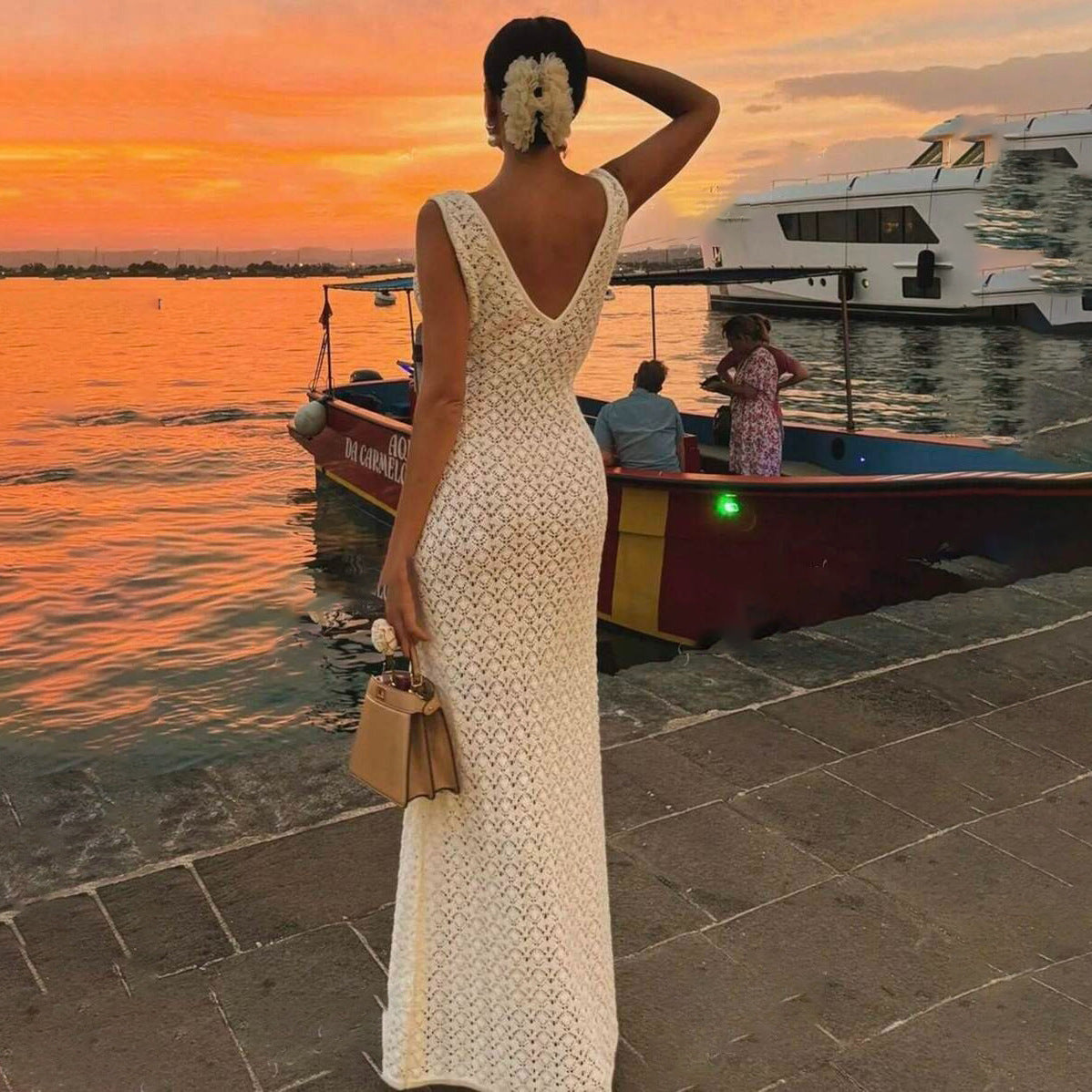 Ilaria Crochet Holiday Maxi Dress