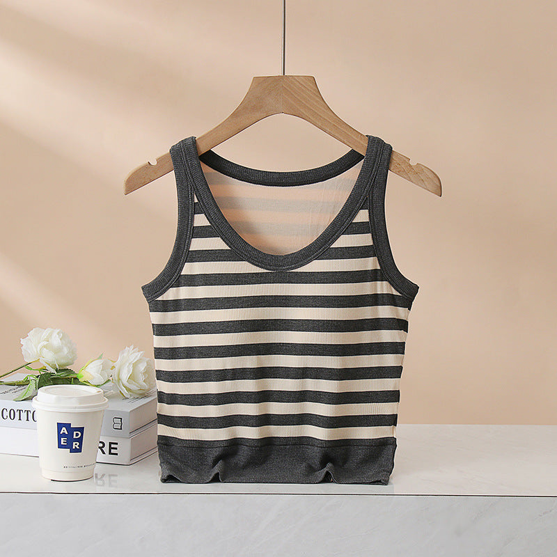 Demy Striped Crop Padded Top