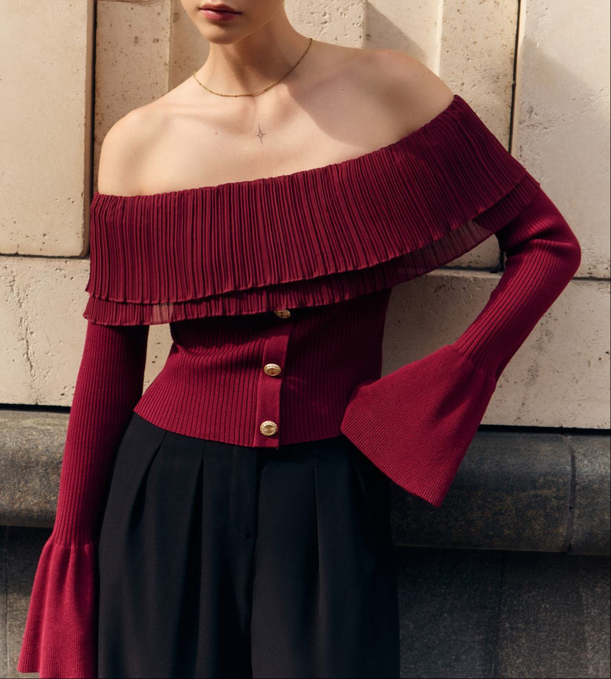 Maelie Off Shoulder Knit Top