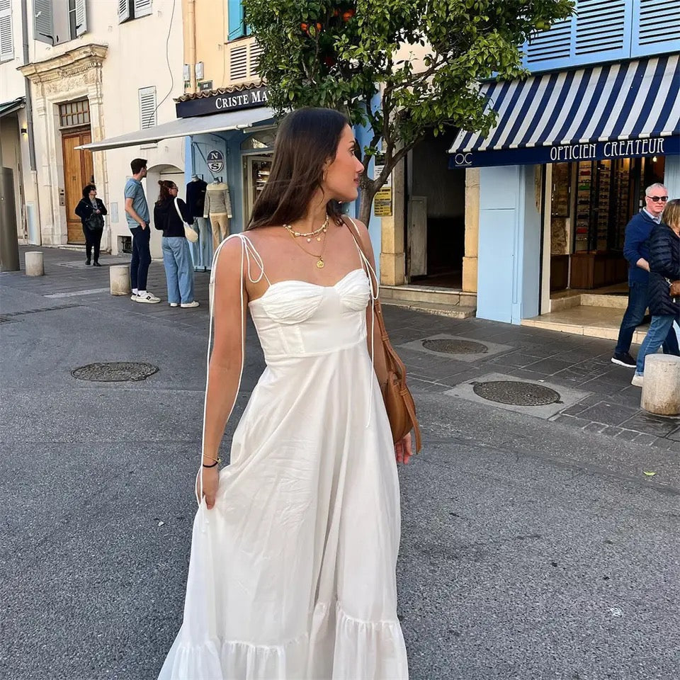 Camellia Summer Holiday Maxi Dress In White