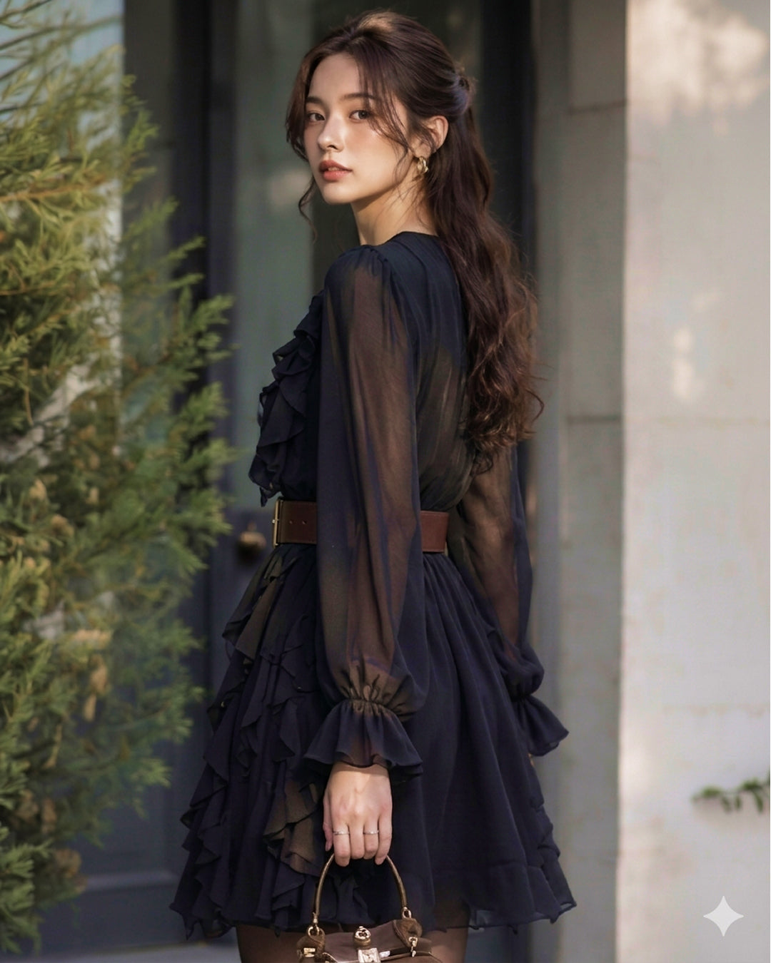 Kara Ruffle Mini Dress With Belt