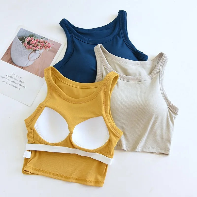 Amway Tank Tops with Inbuilt Bra In Beige