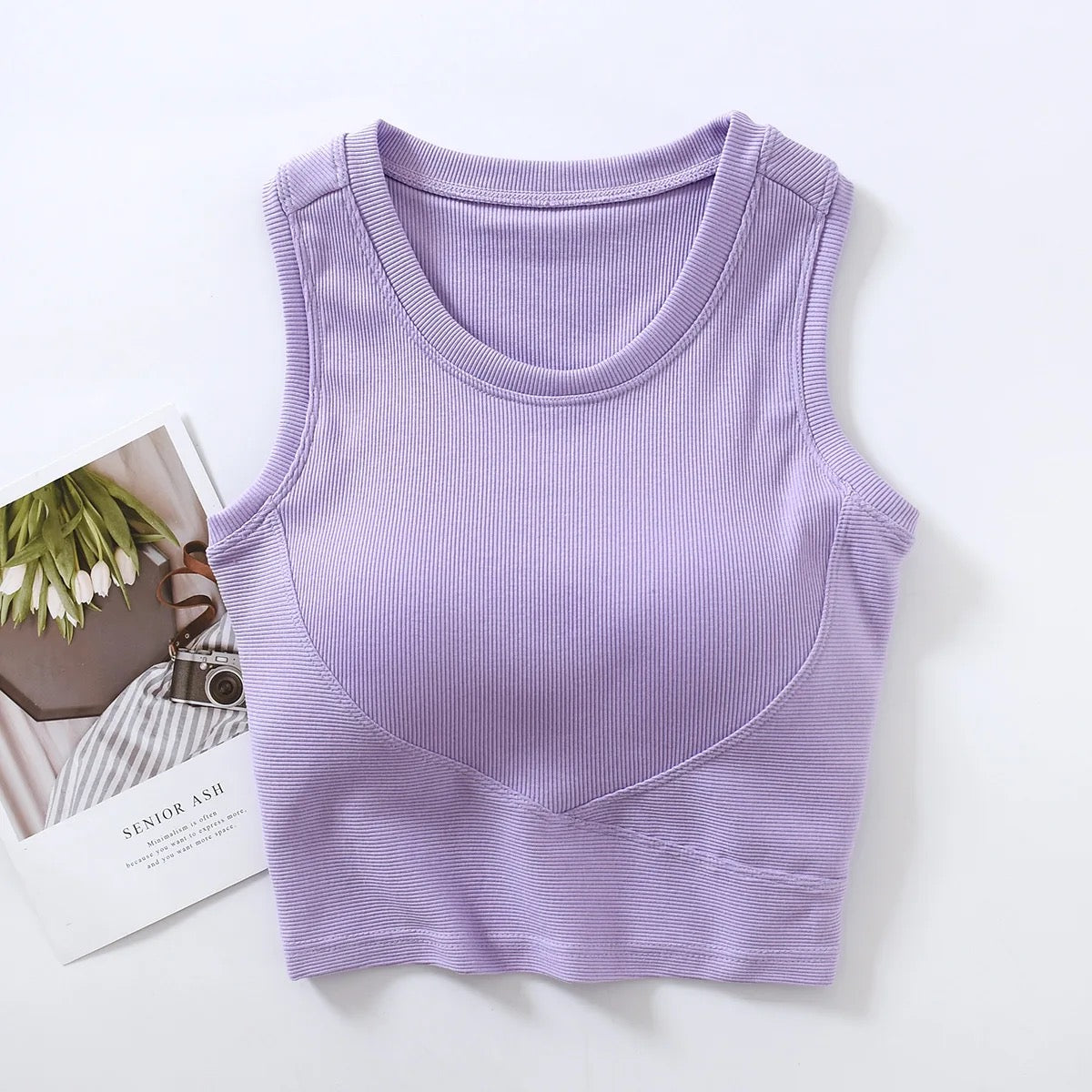 Baco Tank Tops with Inbuilt Bra In Blue