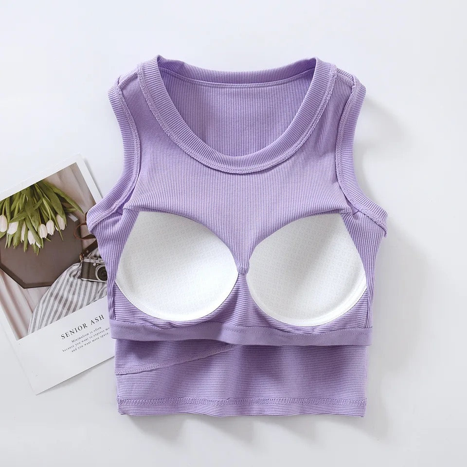 Baco Tank Tops with Inbuilt Bra In White