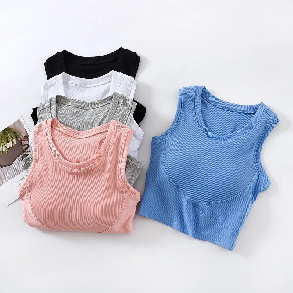Baco Tank Tops with Inbuilt Bra In Black