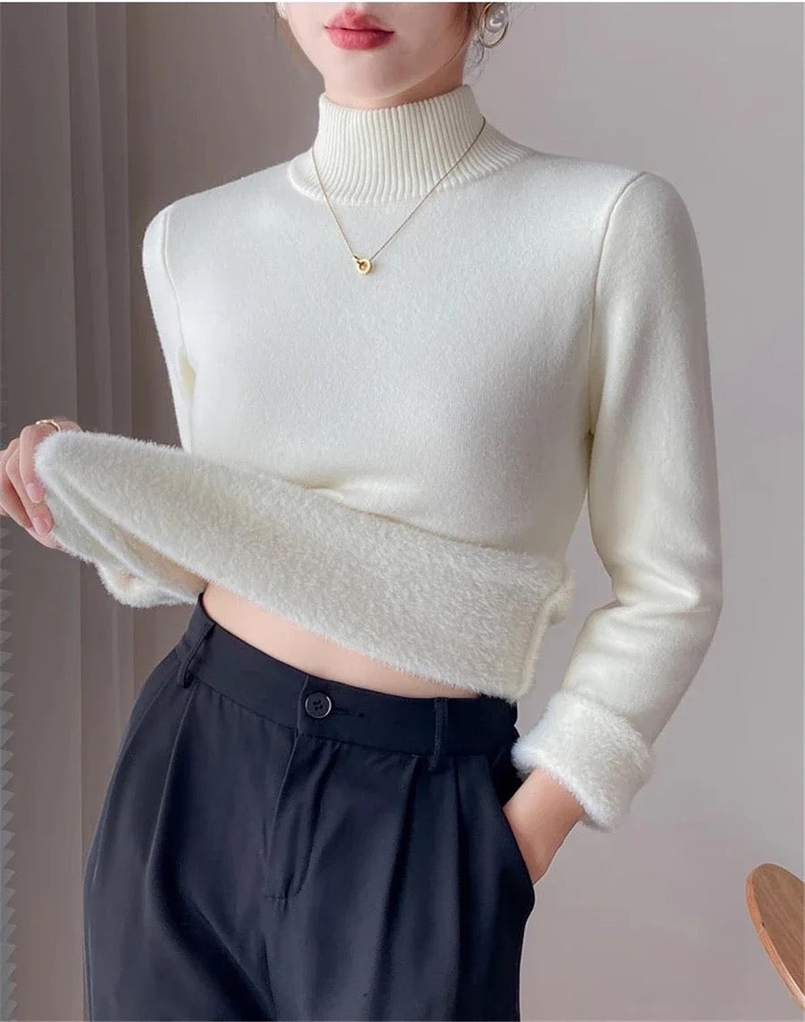 Barisa Fleece Lined Premium Sweater In White