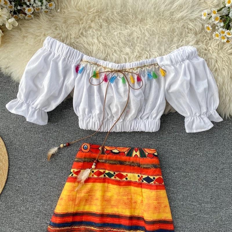 Bohemian Tasseled Coords in Multicolor