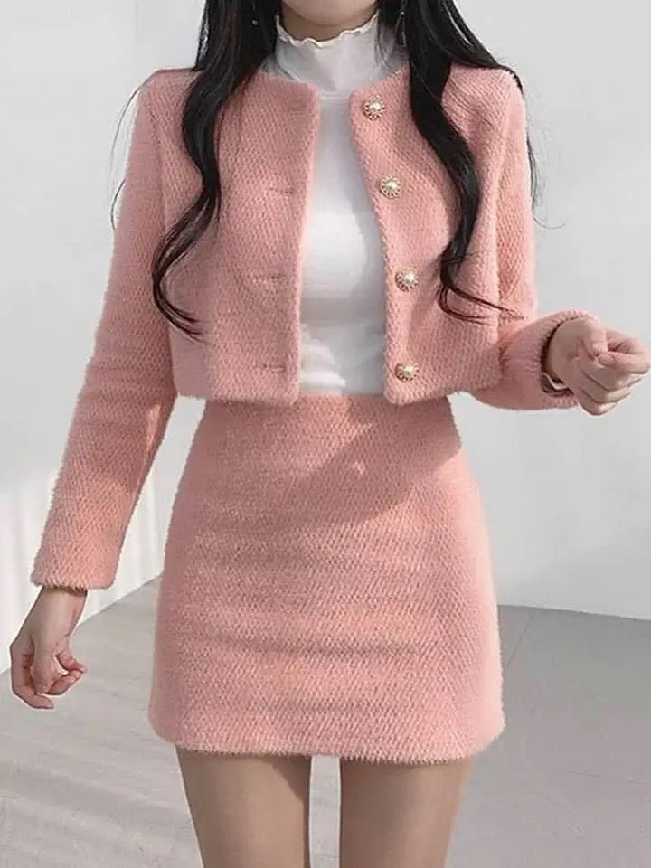 Cressida Premium Tweed 2 Pc Set In Beige