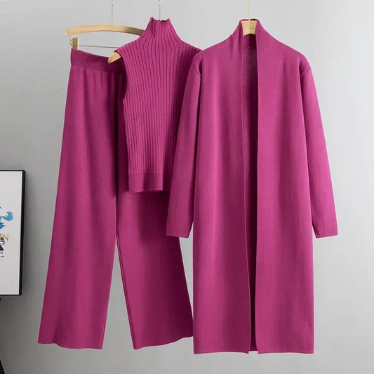 Aubrey Luxe Winter Coord Set with Cape In Pink