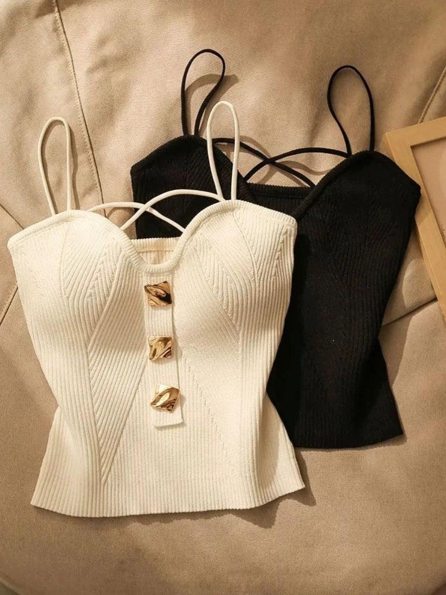 Danish Knit Summer Top In Black