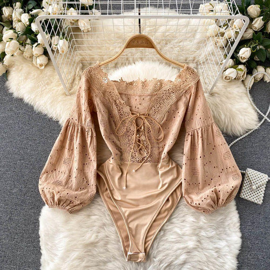 Daphne Formal Bodysuit In Beige