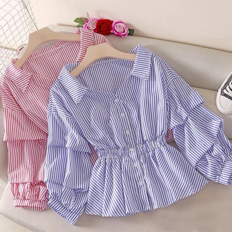 Donna Striped Blouse In Red