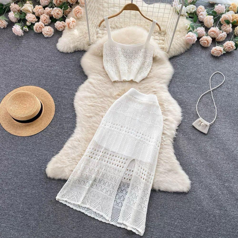 Esme Crochet Coord Set In Brown