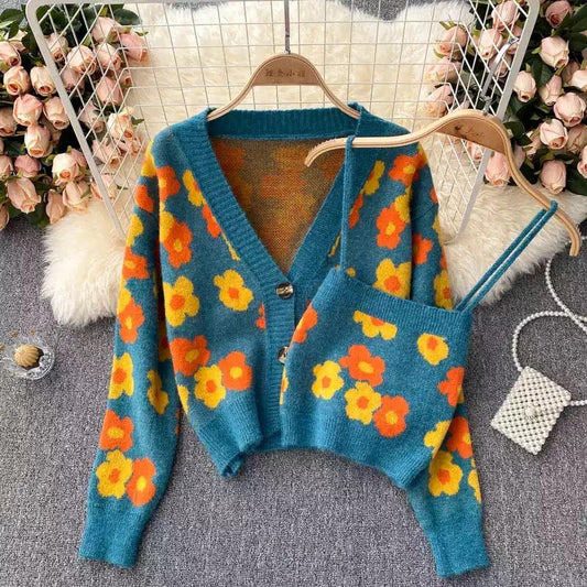 Evelyn Sweater Set In Teal Blue