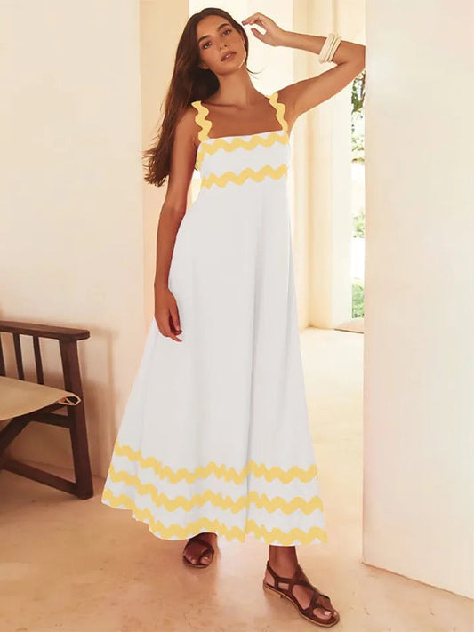 Finn Holiday Midi Dress In Yellow