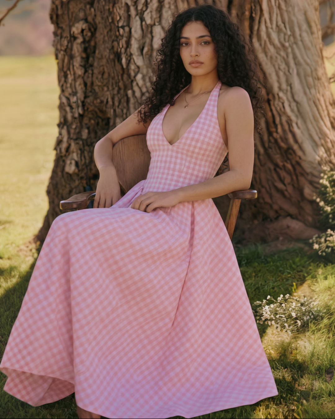 Shireen Drop Waist Midi Dress In Pink