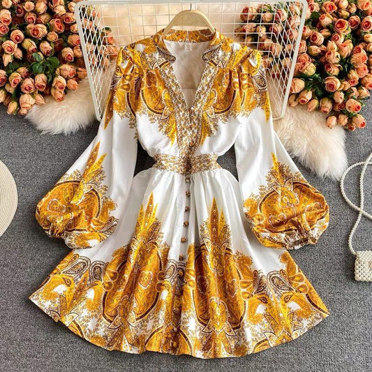 Gresse Floral Dress In Yellow
