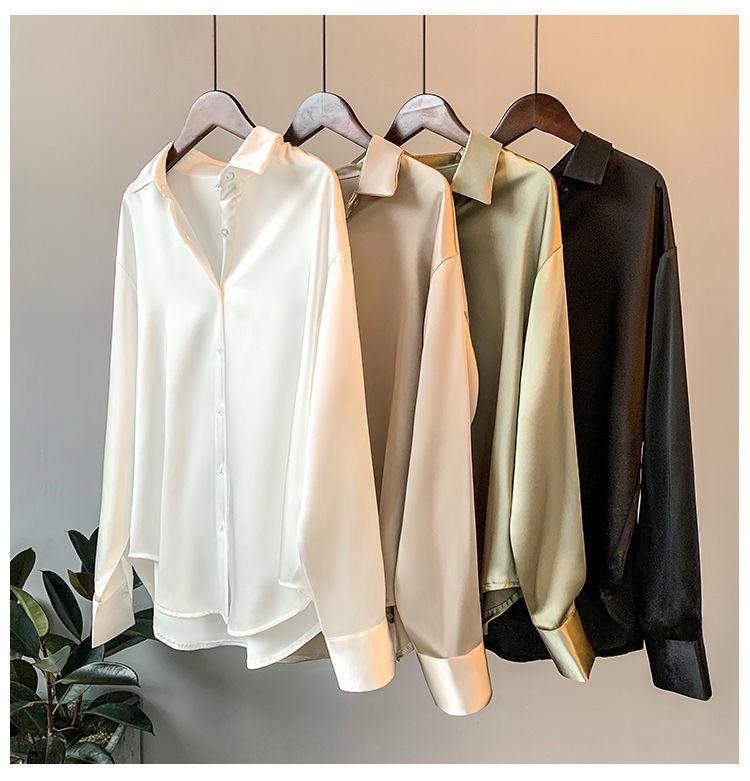 Hathor Luxury Satin Shirts In Beige
