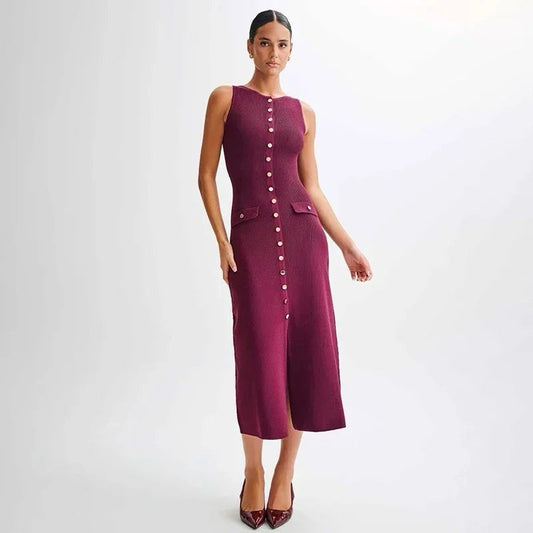 Picante Luxe Soft Knit Dress In Purple