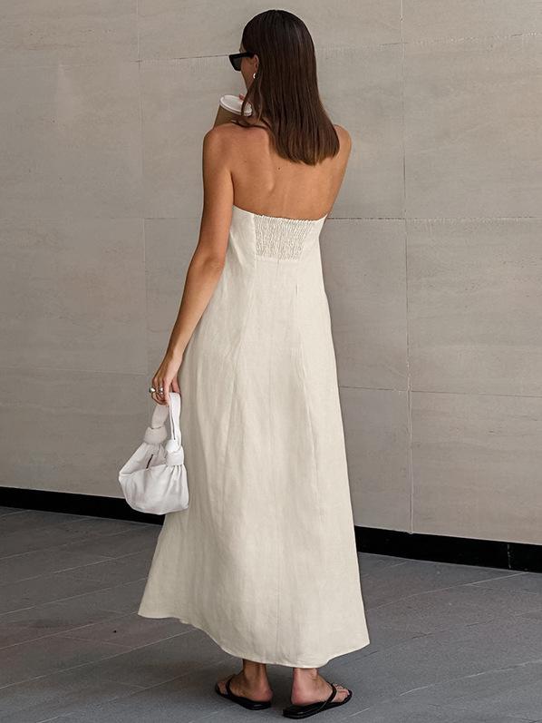 Maisie Offshoulder Holiday Tube Dress In Beige