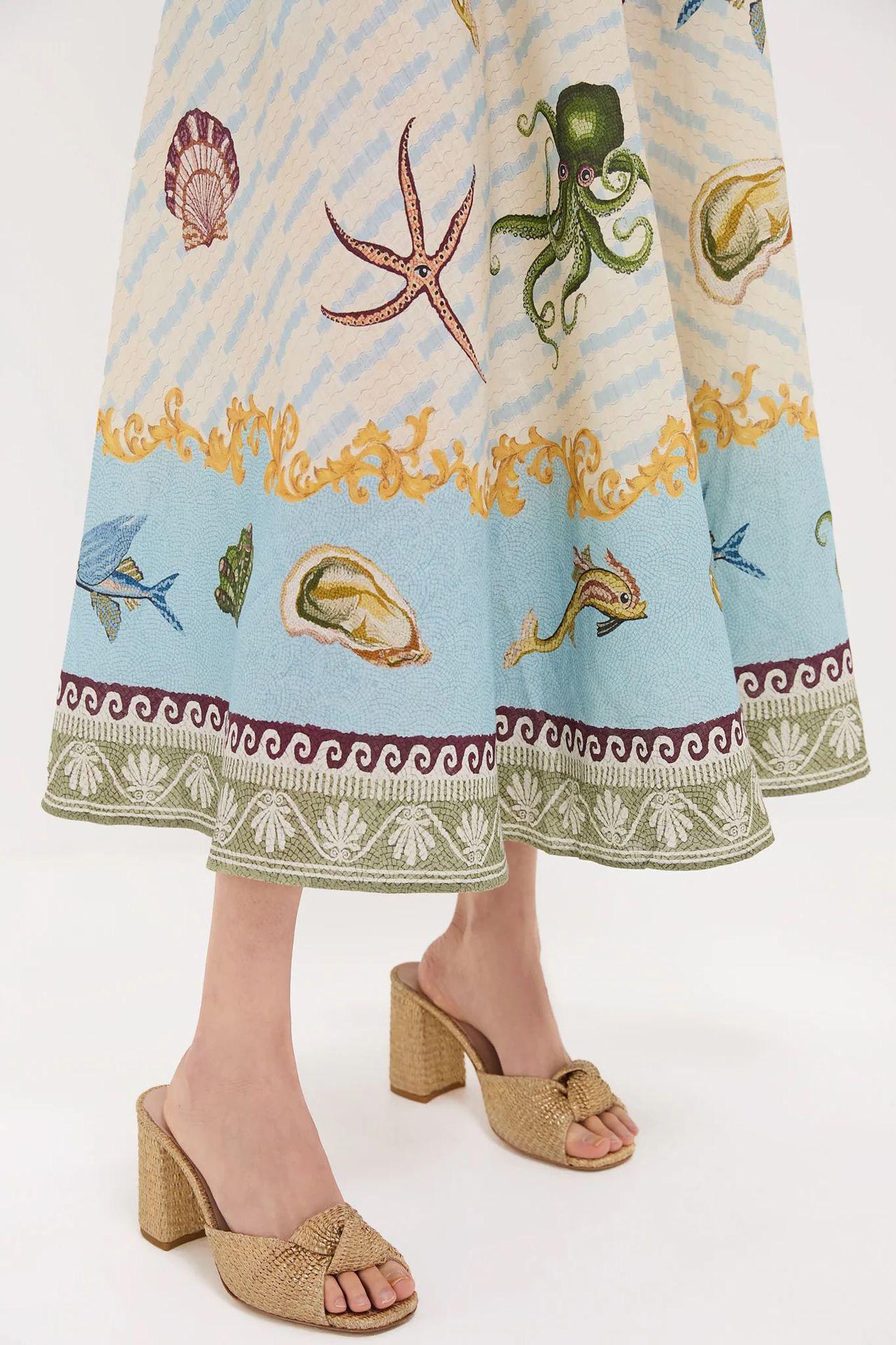Aralia Printed Summer Dress In Off-White