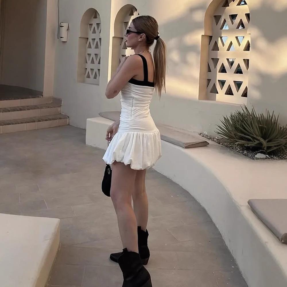 Alisa Statement Balloon Dress In White