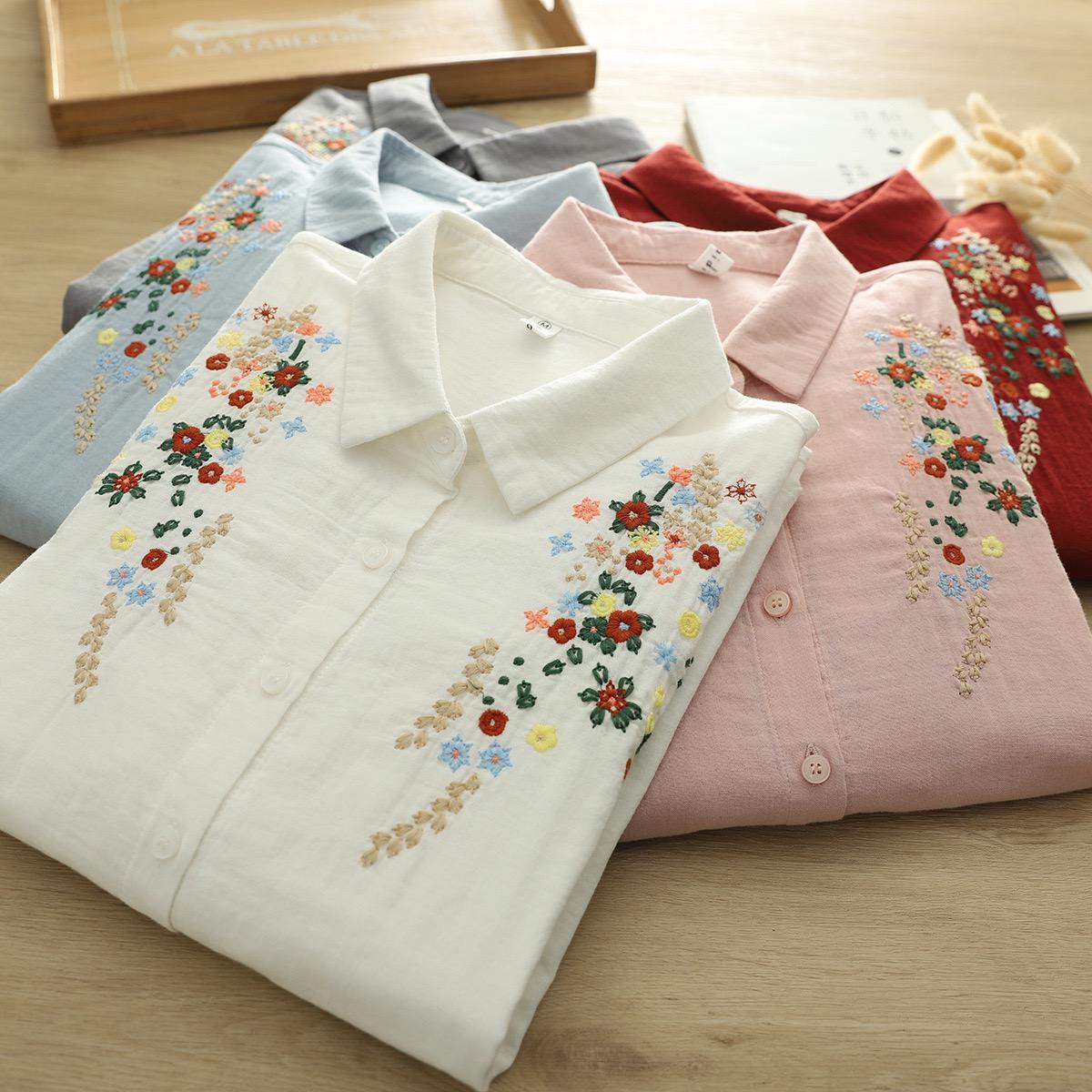 Faina Statement Cotton Shirt In Pink