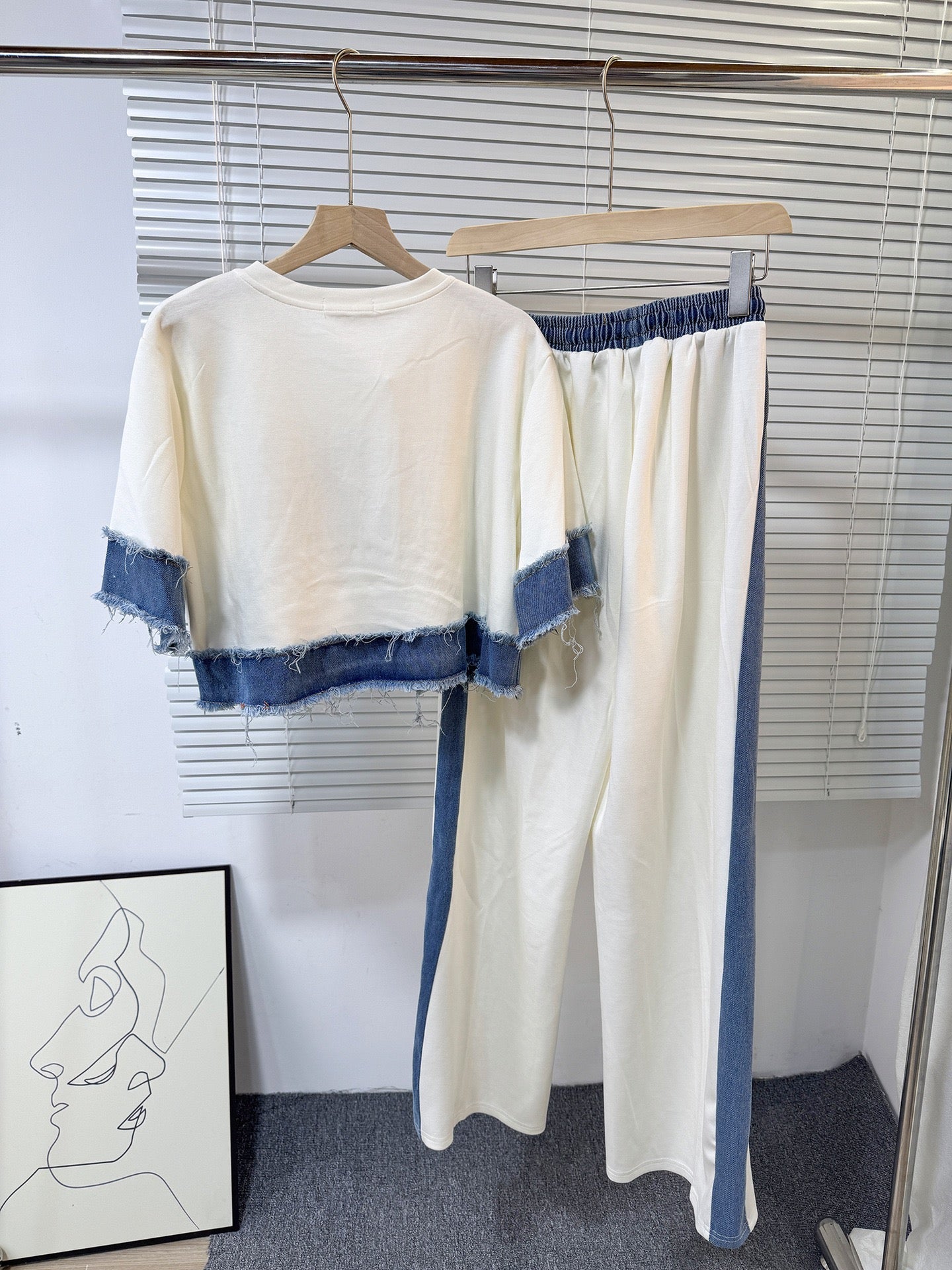 Noemi Knitted Soft Denim Co-ord Set In White