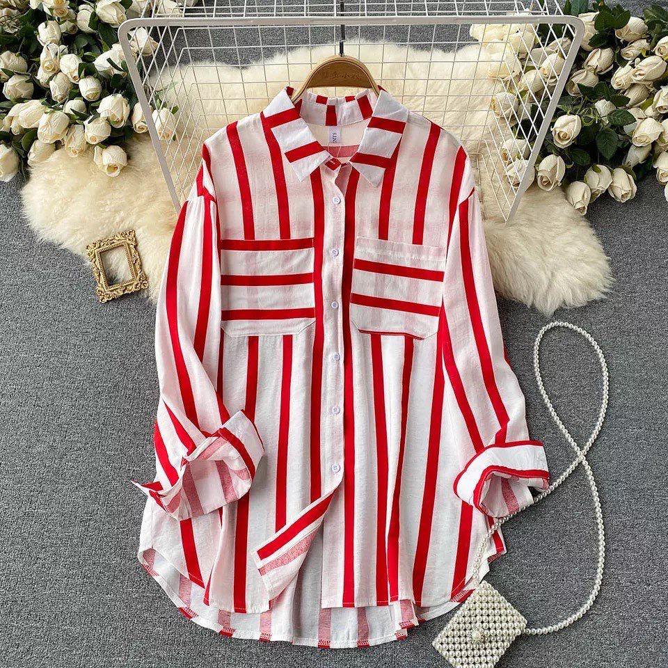 Ibiza Striped Holiday Shirts In Red