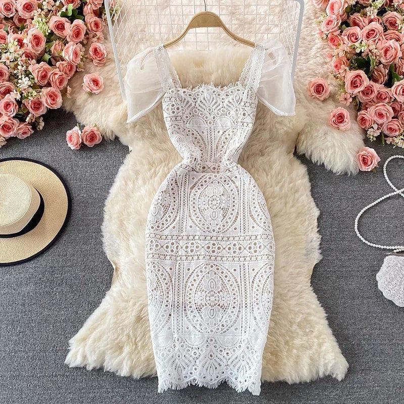 Jane Eyelet Dress In White