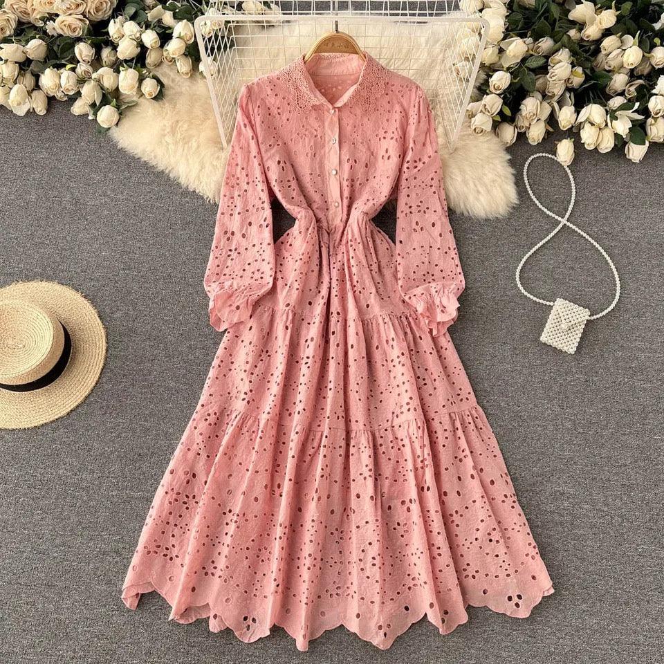 Jimmy Cotton Eyelet Midi Dress In Peach