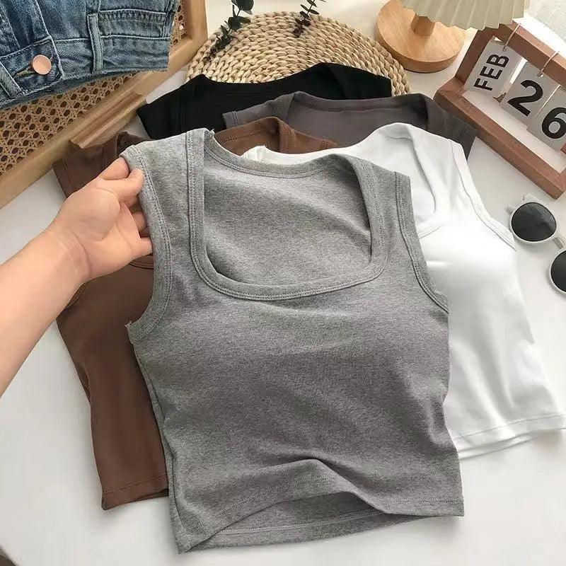 Kelly Tank Tops with Inbuilt Bra In Black