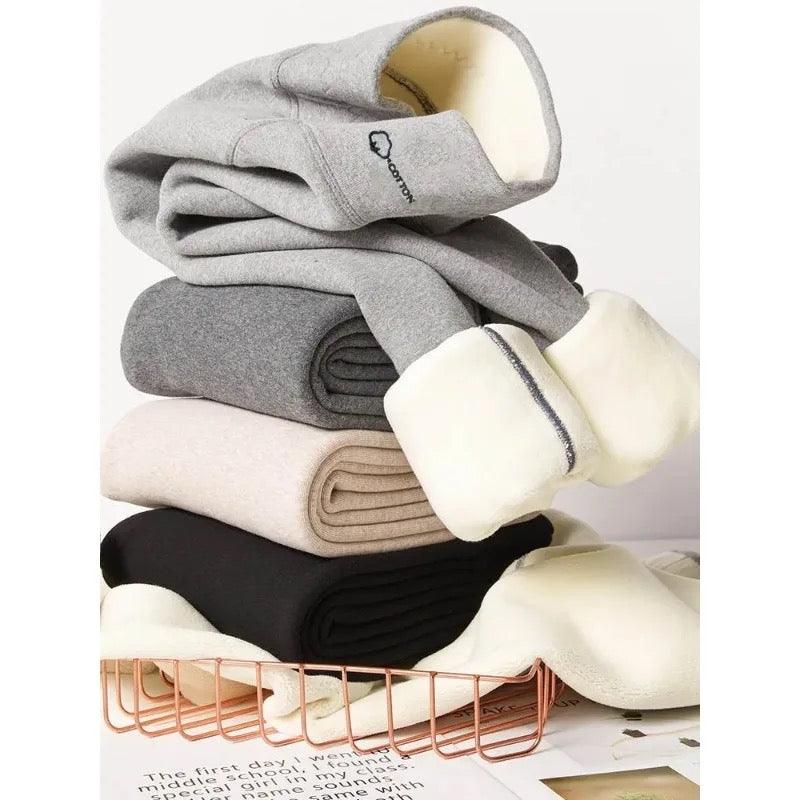 Lateno Premium Fleece Leggings In Black