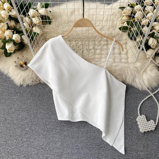 Lily One Shoulder Top In White