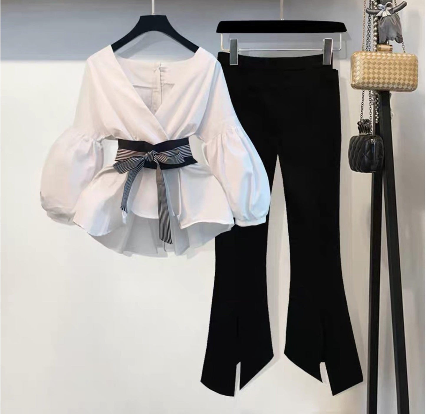 Luxury Bubble Sleeve Top with Pants