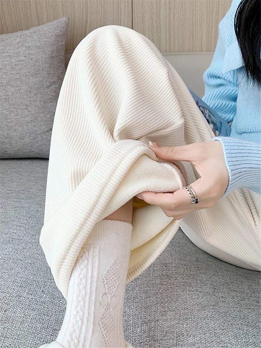 Marley Wide Leg Fleece Pants In Pink