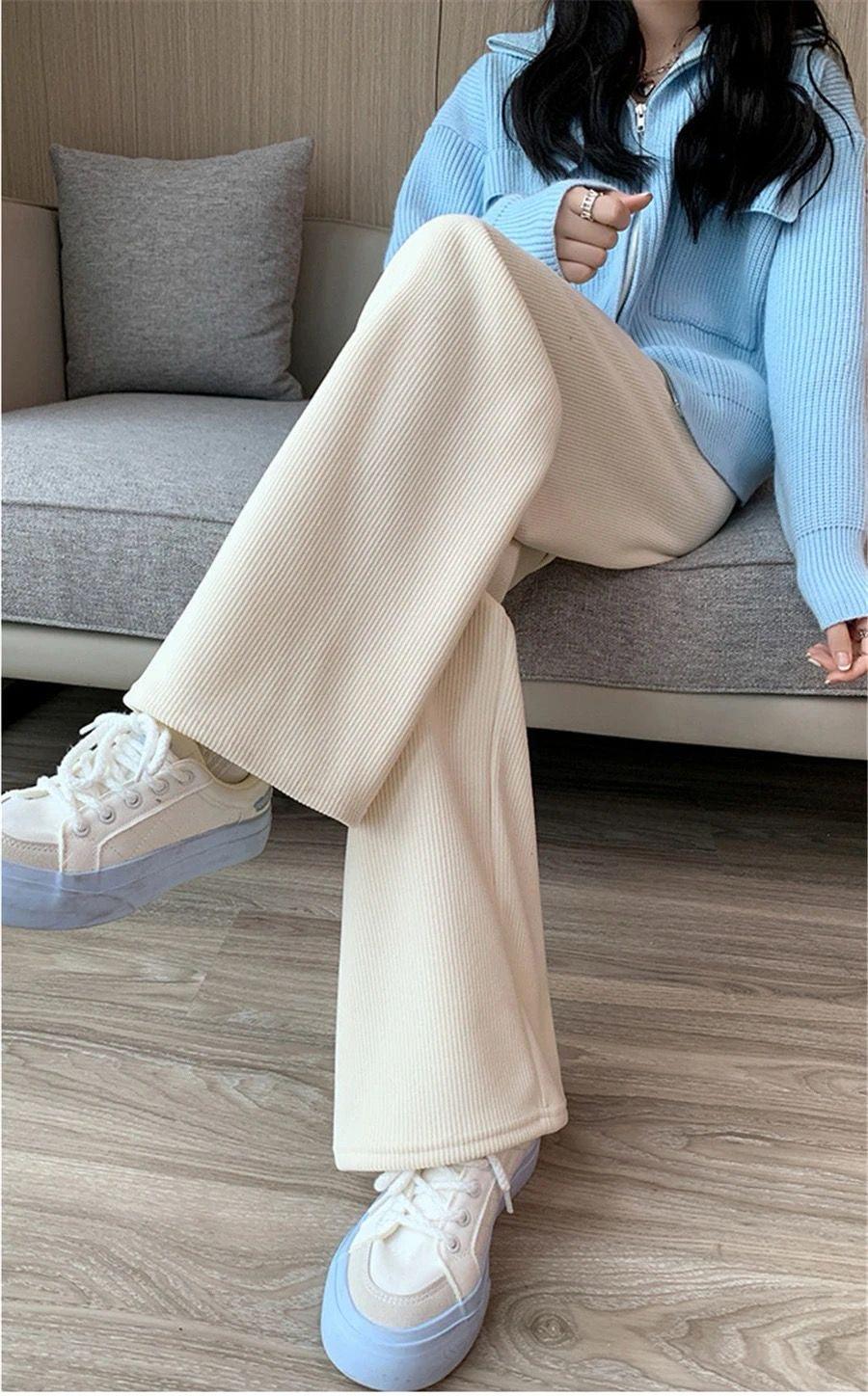 Marley Wide Leg Fleece Pants In Olive