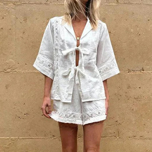 Maya Summer 2 Pc Coord Set In White