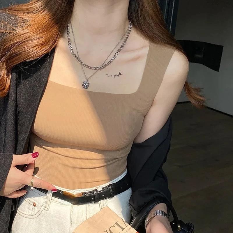 Nino Tank Tops with Inbuilt Bra in Black